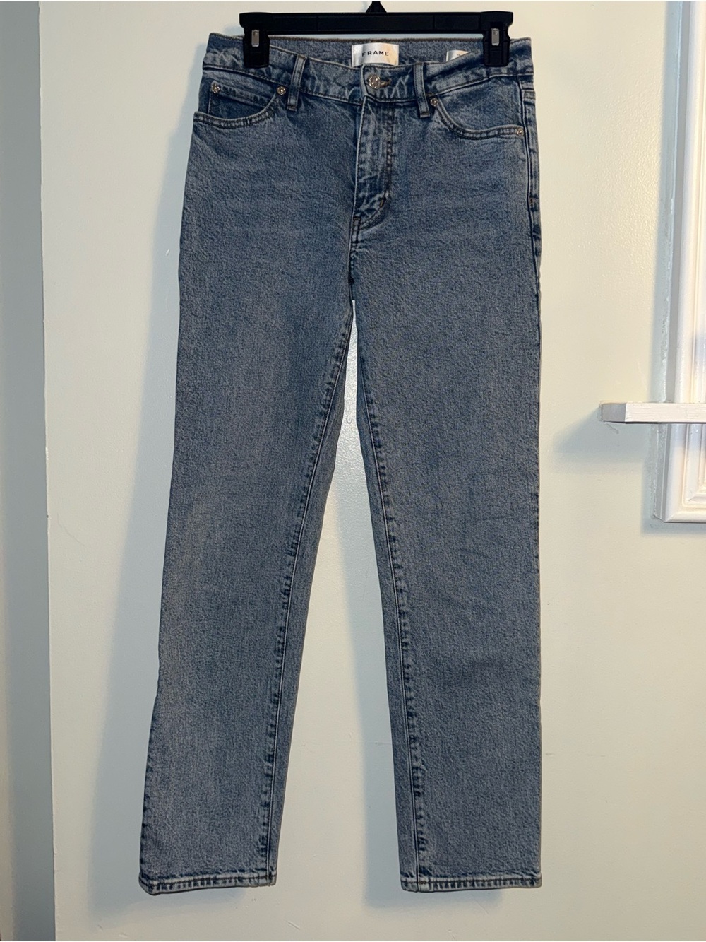 Frame Denim Le High Straight Jeans in Light Blue